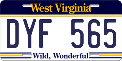 WV license plate DYF565