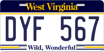 WV license plate DYF567