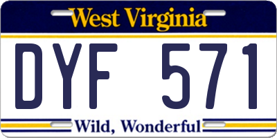 WV license plate DYF571