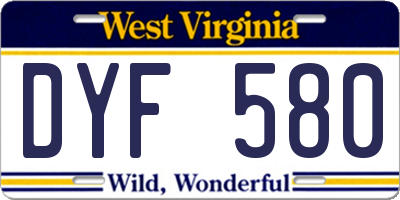 WV license plate DYF580