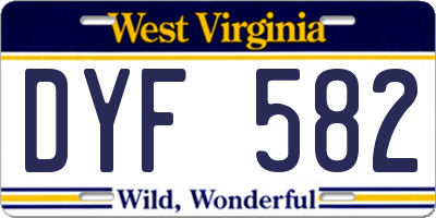 WV license plate DYF582