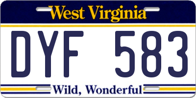 WV license plate DYF583