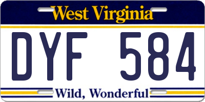 WV license plate DYF584