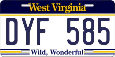 WV license plate DYF585