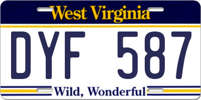 WV license plate DYF587