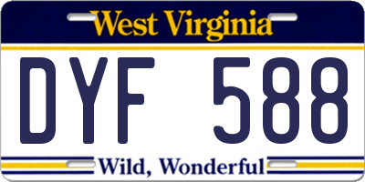 WV license plate DYF588