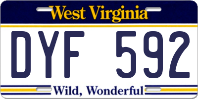 WV license plate DYF592
