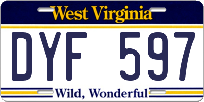 WV license plate DYF597