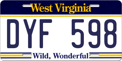 WV license plate DYF598