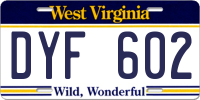 WV license plate DYF602