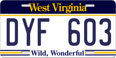 WV license plate DYF603