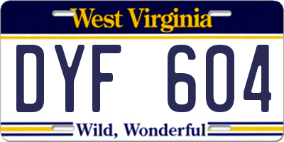 WV license plate DYF604