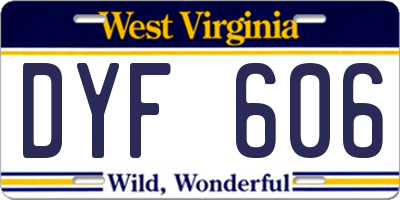 WV license plate DYF606