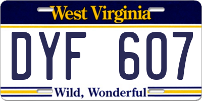 WV license plate DYF607