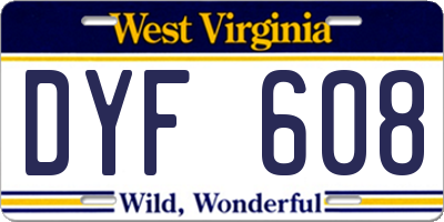 WV license plate DYF608