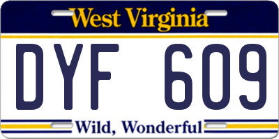 WV license plate DYF609