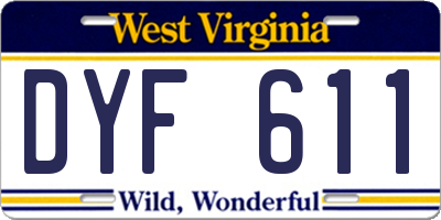 WV license plate DYF611