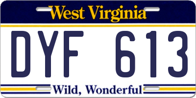WV license plate DYF613