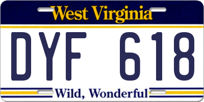 WV license plate DYF618