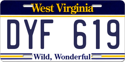 WV license plate DYF619