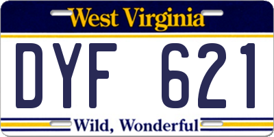 WV license plate DYF621