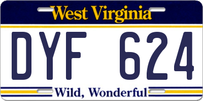 WV license plate DYF624