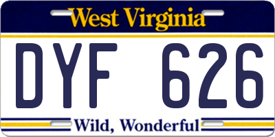 WV license plate DYF626