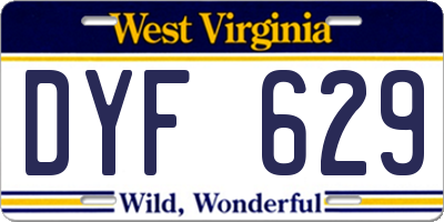 WV license plate DYF629