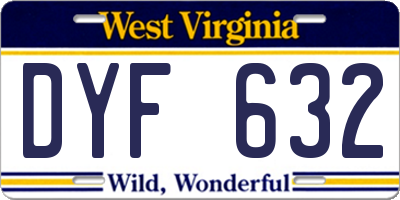WV license plate DYF632
