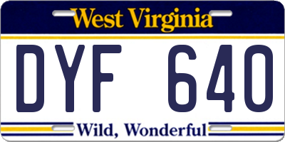 WV license plate DYF640