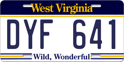 WV license plate DYF641