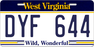 WV license plate DYF644