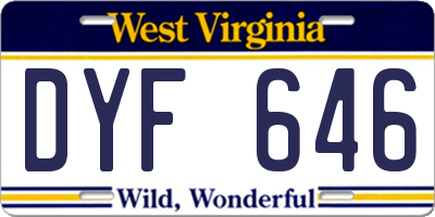 WV license plate DYF646