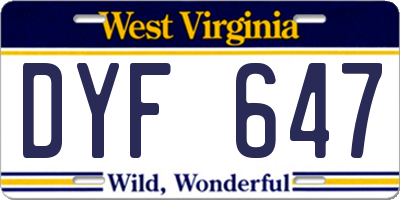 WV license plate DYF647