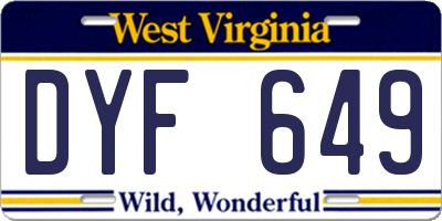 WV license plate DYF649