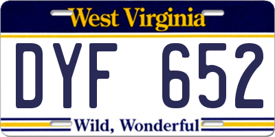 WV license plate DYF652
