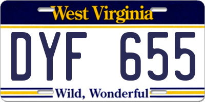 WV license plate DYF655