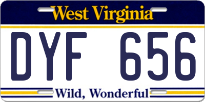 WV license plate DYF656