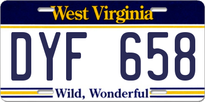 WV license plate DYF658