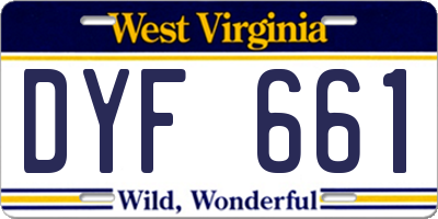 WV license plate DYF661