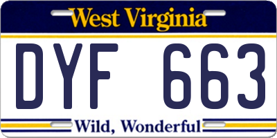 WV license plate DYF663