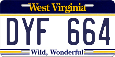 WV license plate DYF664