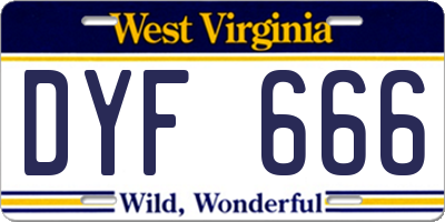WV license plate DYF666