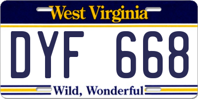 WV license plate DYF668