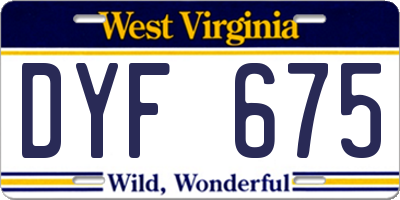 WV license plate DYF675