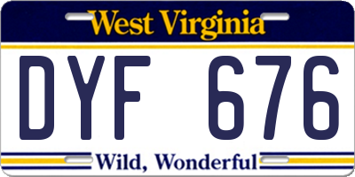 WV license plate DYF676