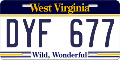 WV license plate DYF677