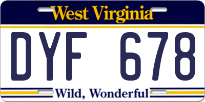 WV license plate DYF678