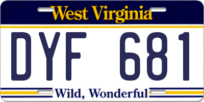 WV license plate DYF681