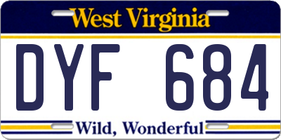 WV license plate DYF684